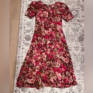 Maggy London Red and Green Floral Dress